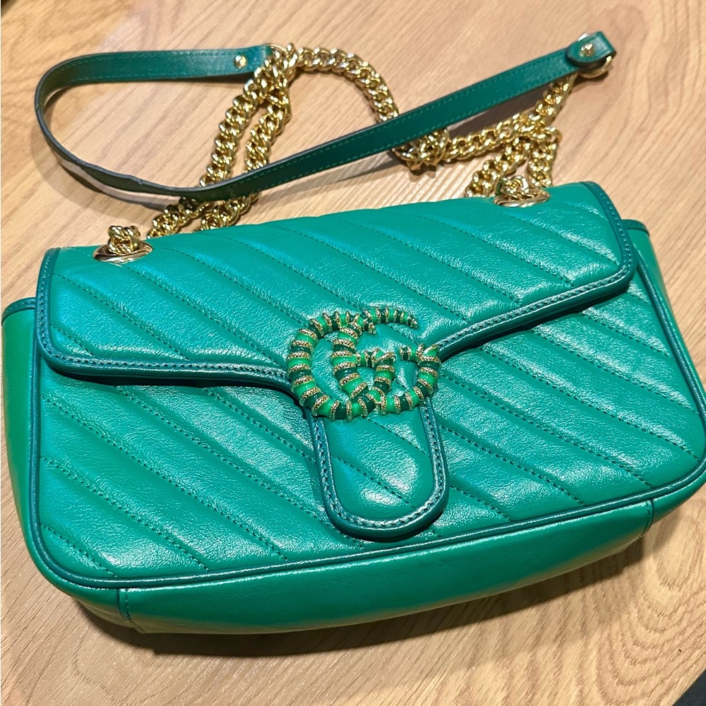 Green leather Gucci look alike